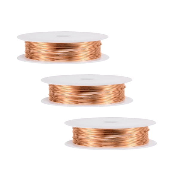 Uxcell 24 Gauge Copper Wire 0.5mm Dia Light Brown Resistant Beading Wires Pendant Making Art Craft 6.5M 3 Rolls