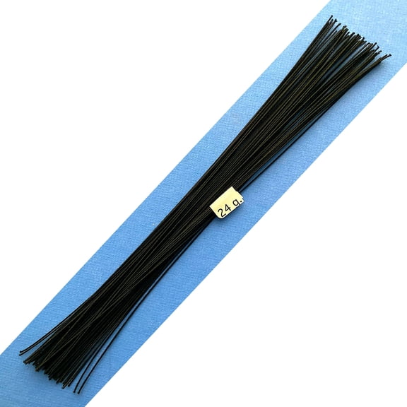 24 Gauge Black Cotton Covered Floral Wire - 60 feet per bundle (118.3m) in 12 inch (30.5cm) lengths
