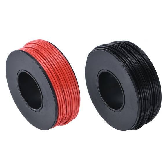 24 Gauge Hookup Wire 15m/49ft 24AWG Flexible Electrical Wire Spool UL1007 Black Red, 1.5mm Dia