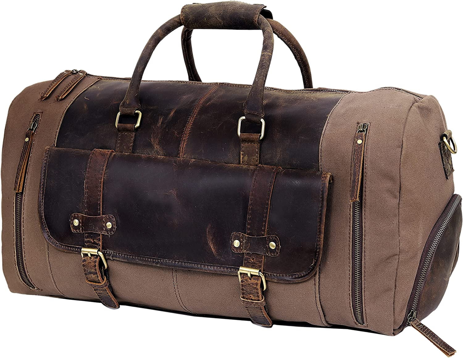 24" Genuine Leather Duffel | Travel Overnight Weekend Leather Bag | Sports Gym Duffel for Men Travel Duffel