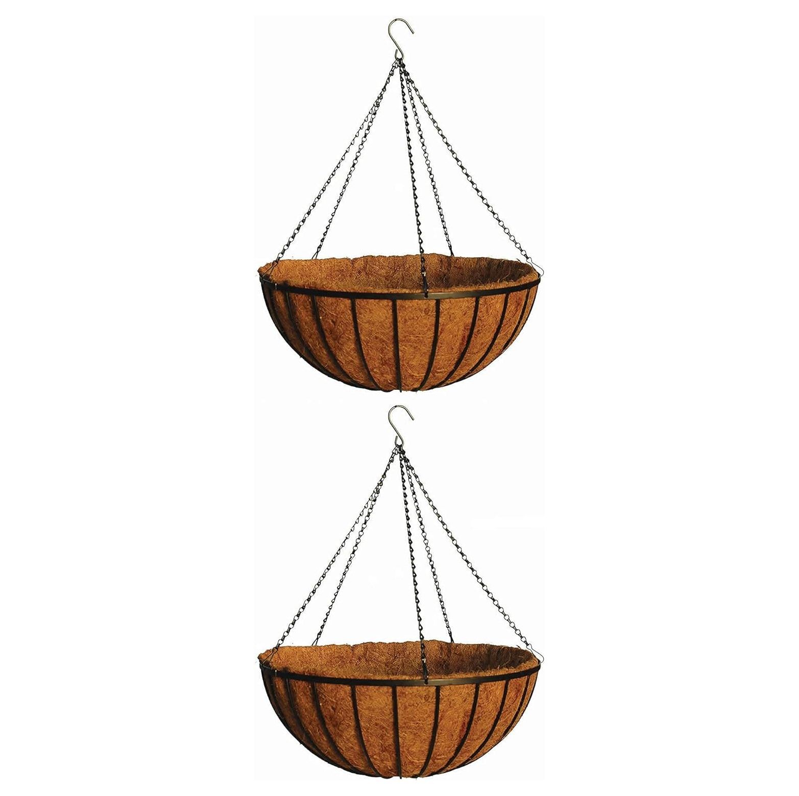 24" Rigid Iron Hanging Basket (C960) with Moss Liner and Heavy
