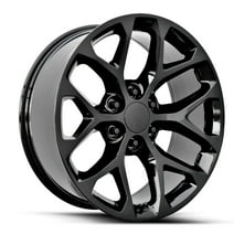 24" Gloss Black Snowflake Wheels Fits Chevy Silverado Tahoe Avalanche Suburban,Gloss Black