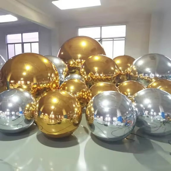 24" Gold Giant Inflatable Mirror Ball Outdoor Big Mirror Sphere Airtight Christmas Bubble Balloons For Disco Party Event Decoration Advertising Art Show