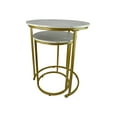 thumbnail image 1 of 24" Gold Metal and White Marble Nesting Side Tables, 1 of 6