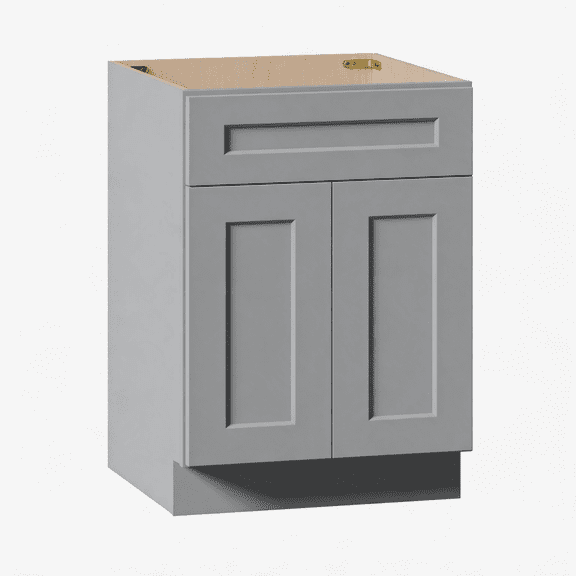 24" Gray Shaker Base Cabinet with Soft-Close Door,Drawer,Space-Saving Solid Wood Unit with Adjustable Shelf for Kitchen, Bath, Laundry, Garage (24"W x 24"D x 34.5"H)