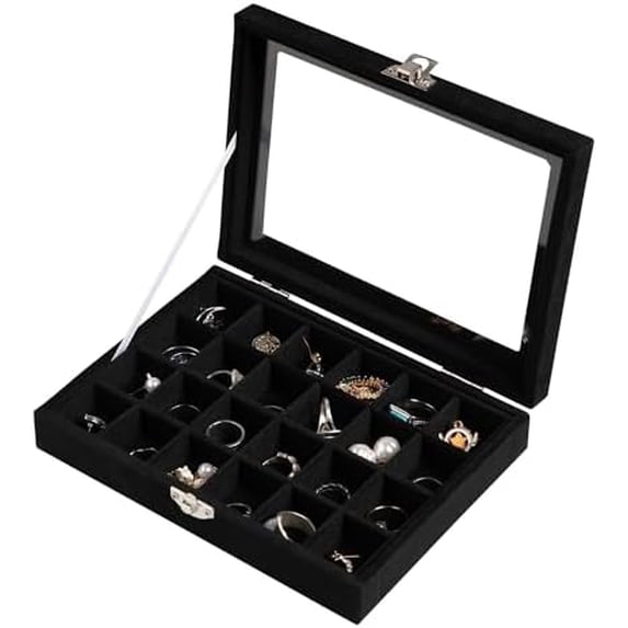 24 Grid Jewelry Tray,Velvet Stud Earring Organizer,Small Jewelry ...