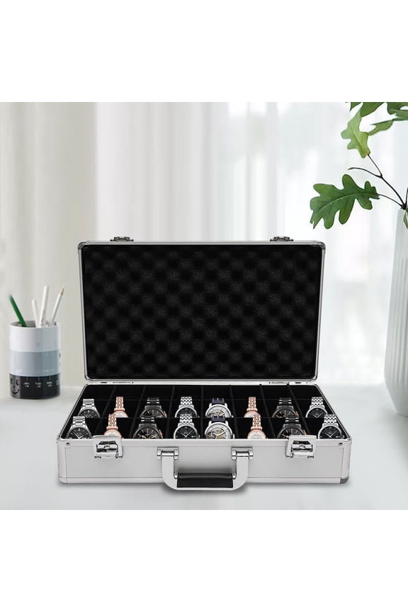 24 Grid Jewelry Watch Case Aluminum Alloy Box Watch Case Briefcase Design Gift