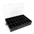thumbnail image 1 of 24 Grid Storage Box for Small Parts, Black with White Lid, Plastic Compartment Organizer for Beads, Craft Supplies, Electronic Components, Jewelry Samples, 1 of 7