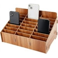 thumbnail image 1 of 24-Grid Wooden Cell Phone Storage Box Mobile Phone Holder Desktop Organizer Storage Box for Classroom Office BurlyWood Finished Product: 320x200x180mm DIY, 1 of 9