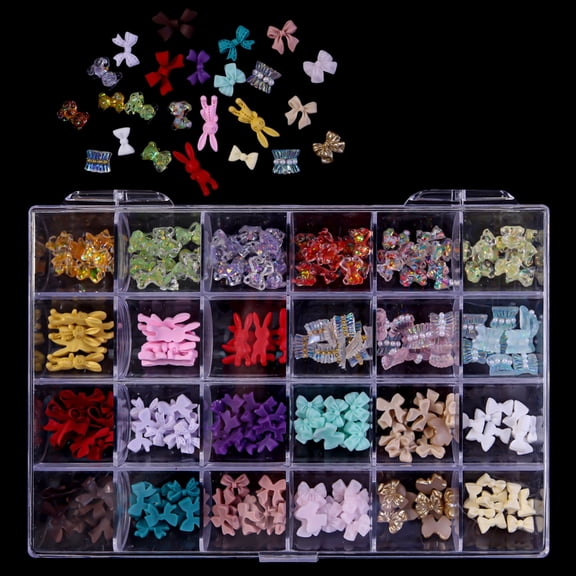 24 Grids 3D Nail Art Rhinestones Studs Luxury Shiny Nail Nail Jewels Stones Nail Decors for DIY Nail Art Crafts