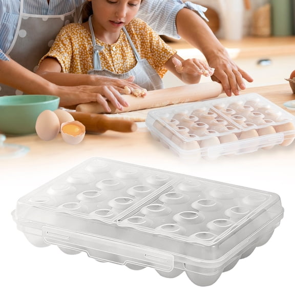 24 Grids Deviled Egg Containers with Lid, Egg Holders for Refrigerator, Stackable Design with Secure Lid, Ideal for Kitchen and Camping (1PC, A)