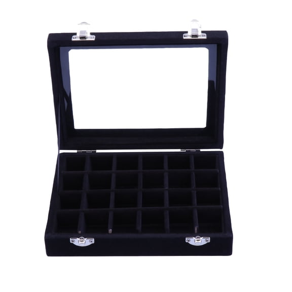 Supvox Wooden Jewelry Storage Box with Transparent Cover Black Portable Earring Organizer