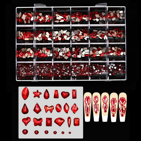 24 Grids Flatback Nails Art Rhinestones Nails Art Charm Craft Rhinestones Glass Rhinestones for Women