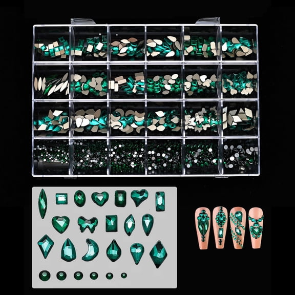 24 Grids Flatback Nails Art Rhinestones Nails Art Charm Craft Rhinestones Glass Rhinestones for Women