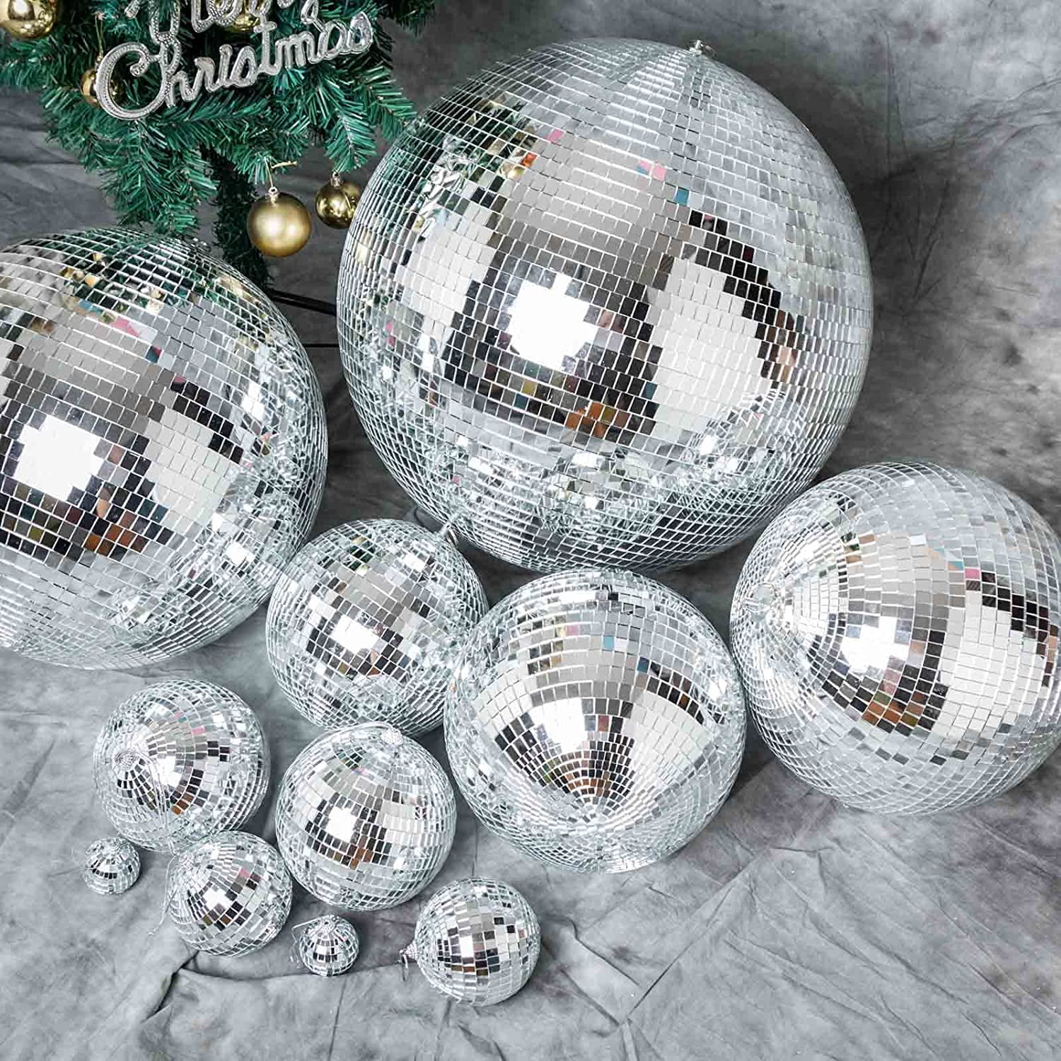 24" Groovy Glass Mirror Disco Ball Party Decoration for Wedding Event Birthday Party