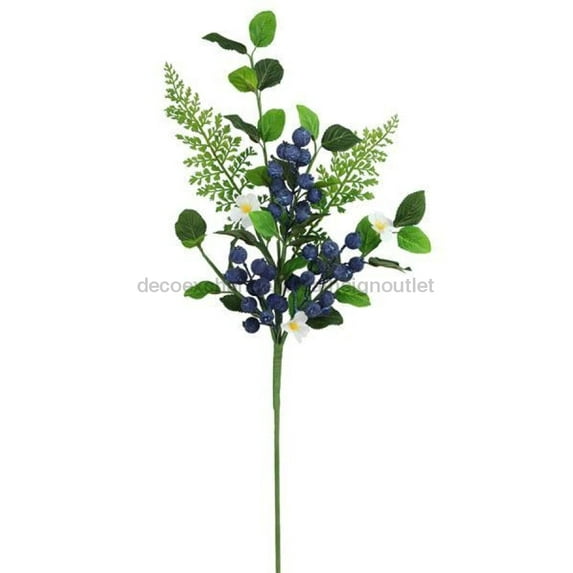 24"H Mixed Greenery Blueberry Spray Blue/Green/White/Yellow EC8262