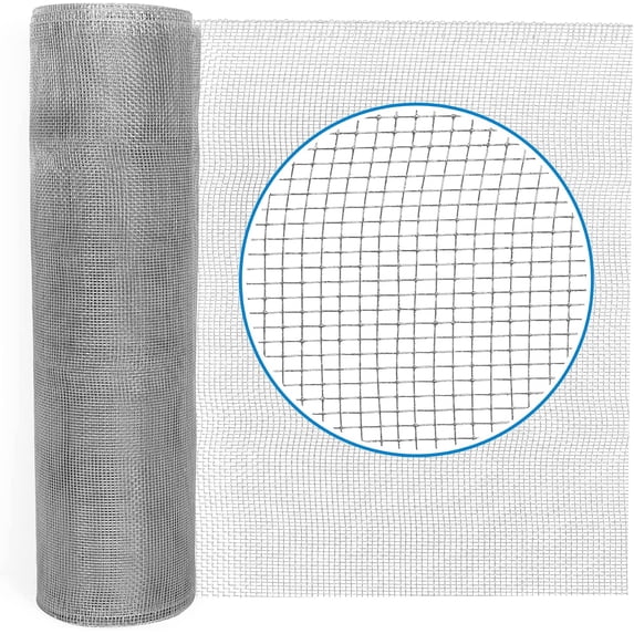 24" H x 10' L x 1/8-Inch Opening Mesh Hardware Cloth, 27 Gauge Galvanized Steel Wire Rolled Woven Fence for Bees, Wasps and Mid to Large-Sized Insects