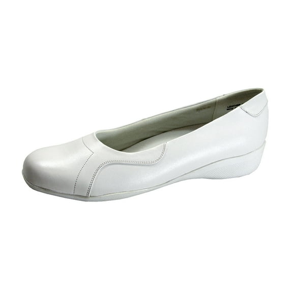 24 HOUR COMFORT Aisha WWomen's Wide Width Leather Slip-On Shoes (WHITE) 12