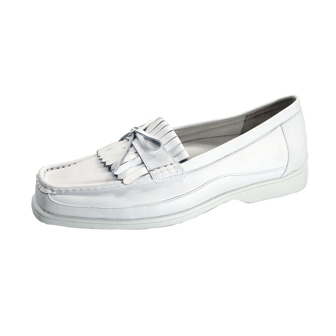 24 HOUR COMFORT Arlette Wide Width Moccasin Design Leather Loafers WHITE 11