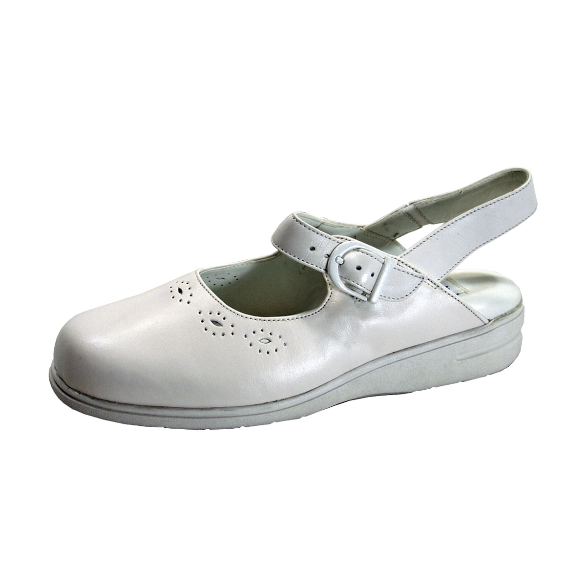24 HOUR COMFORT Bridie Women's Wide Width Slingback Leather Clogs WHITE 6