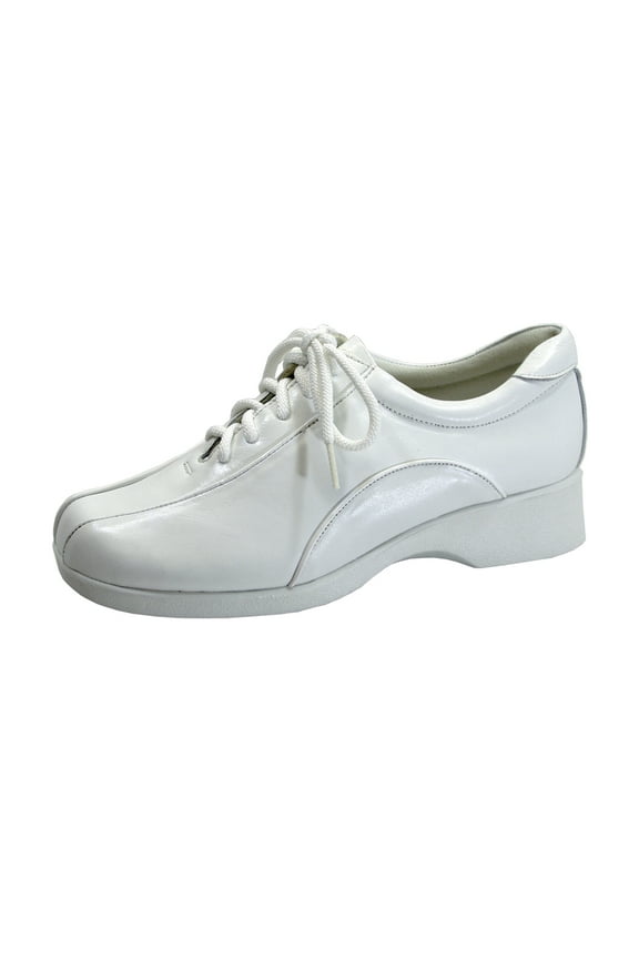 Brisa Women's Wide Width Leather Lace-Up Shoes WHITE 10.5