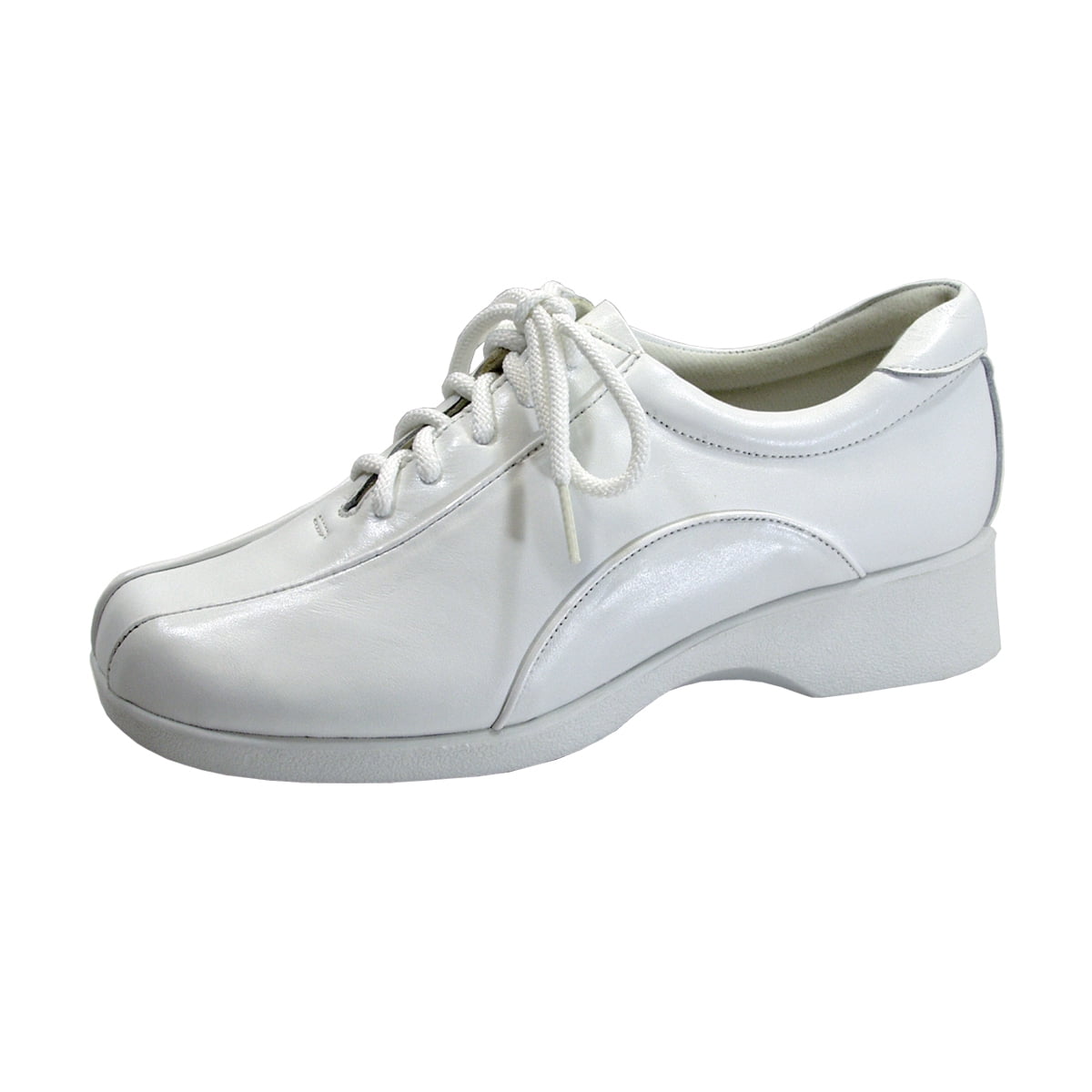 24 HOUR COMFORT Brisa Women's Wide Width Leather Lace-Up Shoes WHITE 11