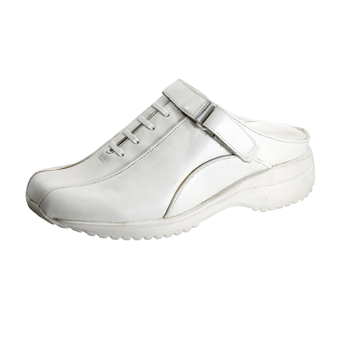 24 HOUR COMFORT Britney Women's Wide Width Leather Clogs WHITE 12