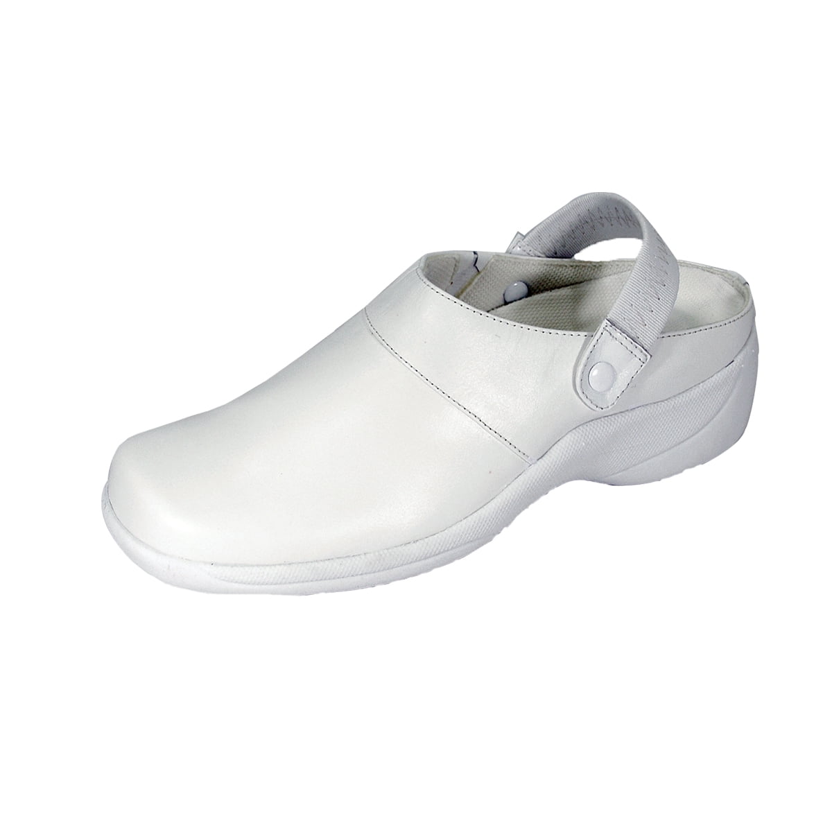 24 HOUR COMFORT Callie Wide Width Comfortable Leather Slingback Clogs WHITE 5.5