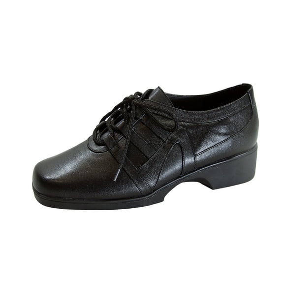 24 HOUR COMFORT Carmel Women's Wide Width Leather Lace-Up Shoes BLACK 10