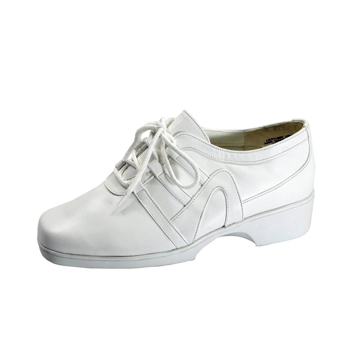 24 HOUR COMFORT Carmel Women's Wide Width Leather Lace-Up Shoes WHITE 11