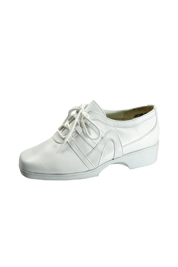 Carmel Women's Wide Width Leather Lace-Up Shoes WHITE 11