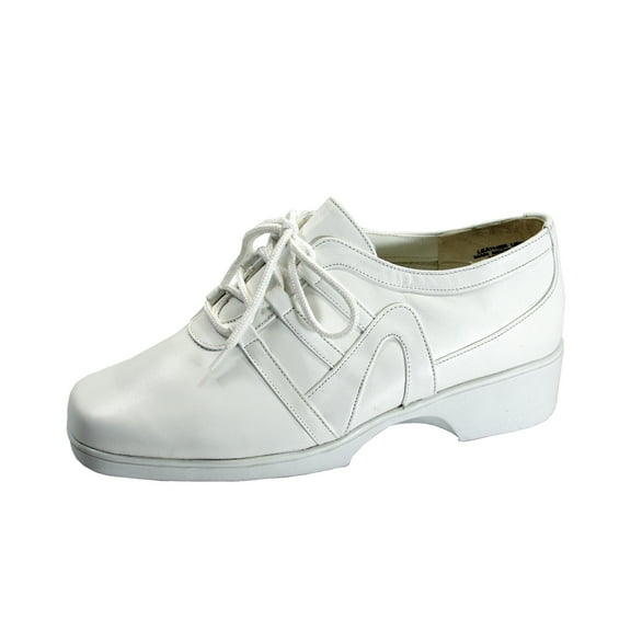 24 HOUR COMFORT Carmel Women's Wide Width Leather Lace-Up Shoes WHITE 5