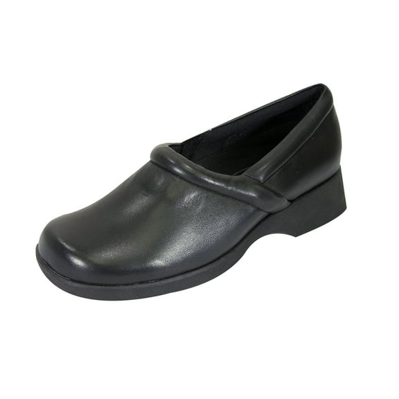 24 HOUR COMFORT Carol Wide Width Leather Loafer Shoes BLACK 6.5