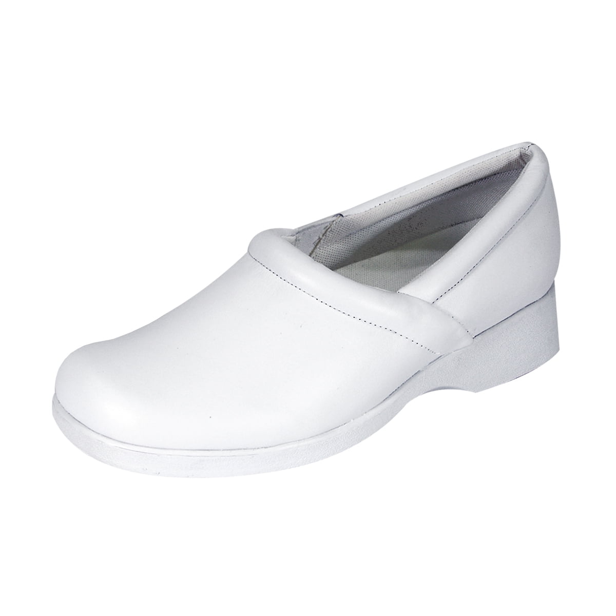 24 HOUR COMFORT Carol Wide Width Leather Loafer Shoes WHITE 10.5