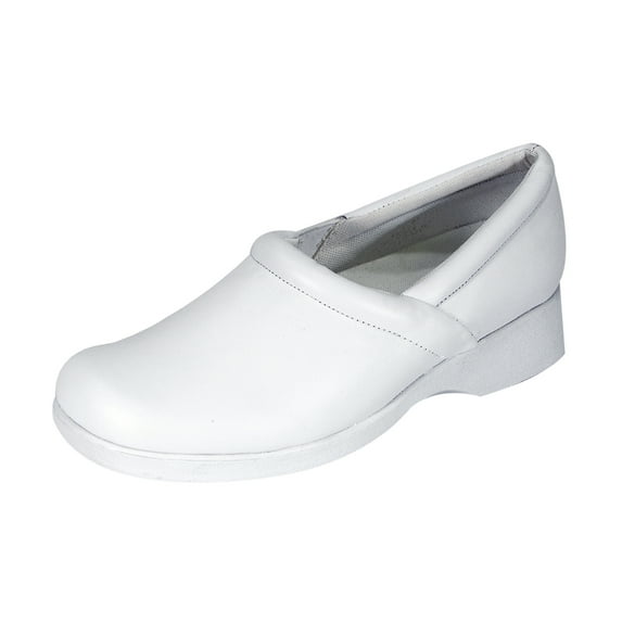 24 HOUR COMFORT Carol Wide Width Leather Loafer Shoes WHITE 8