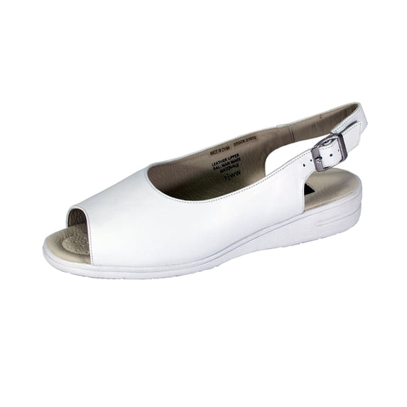 24 HOUR COMFORT Connie Women Wide Width Comfort Slingback Leather Sandals WHITE 6