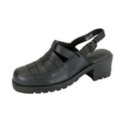 24 HOUR COMFORT Cora Wide Width Comfortable Leather Slingback Clogs BLACK 7.5