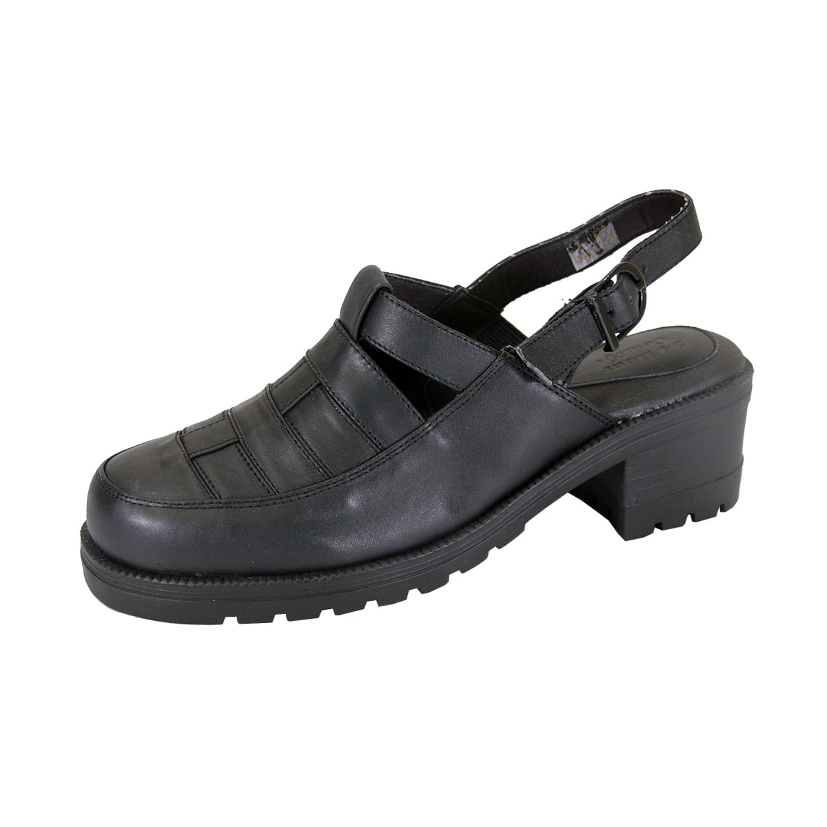 24 HOUR COMFORT Cora Wide Width Comfortable Leather Slingback Clogs BLACK 8.5
