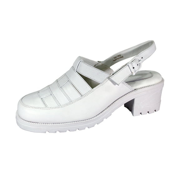24 HOUR COMFORT Cora Wide Width Comfortable Leather Slingback Clogs WHITE 8