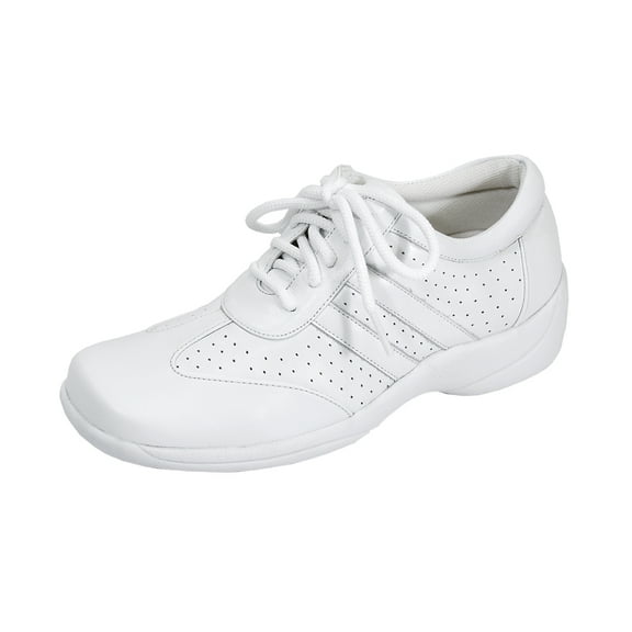 24 HOUR COMFORT Donna Wide Width Comfort Shoe For Work and Casual Attire WHITE 5