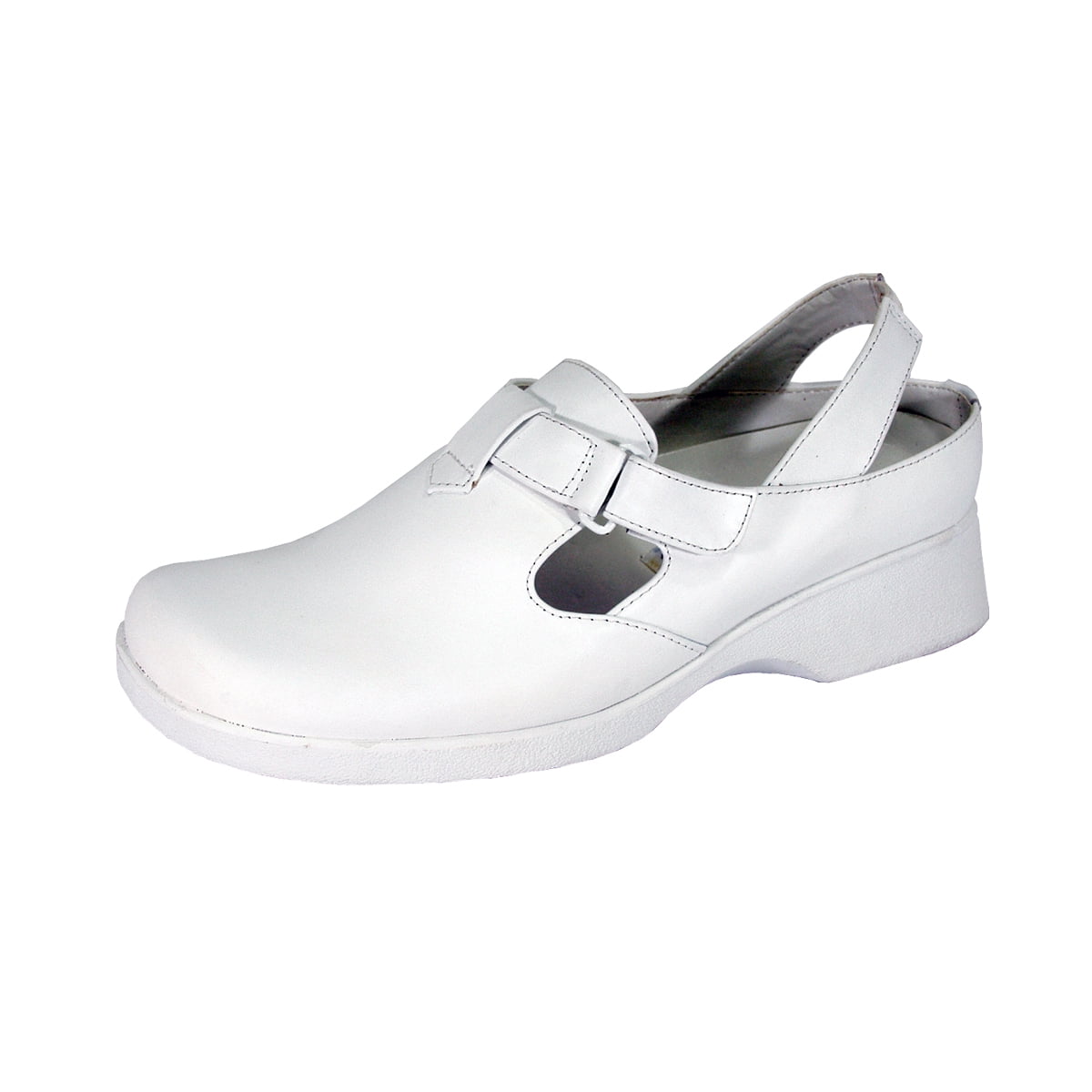 24 HOUR COMFORT Freda Wide Width Comfortable Leather Slingback Clogs WHITE 5.5