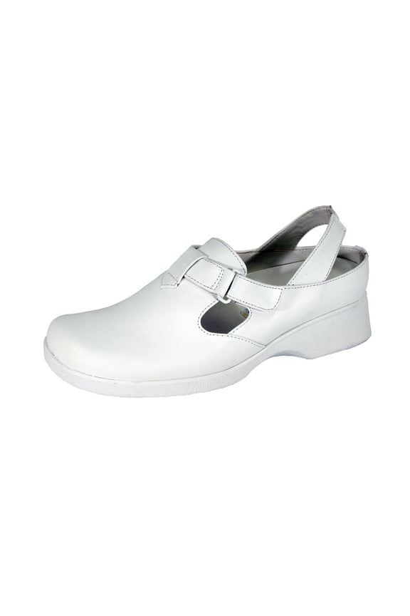 Freda Wide Width Comfortable Leather Slingback Clogs WHITE 6.5