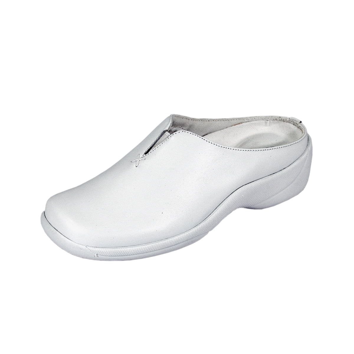 24 HOUR COMFORT Isabella Wide Width Professional Sleek Clog WHITE 5