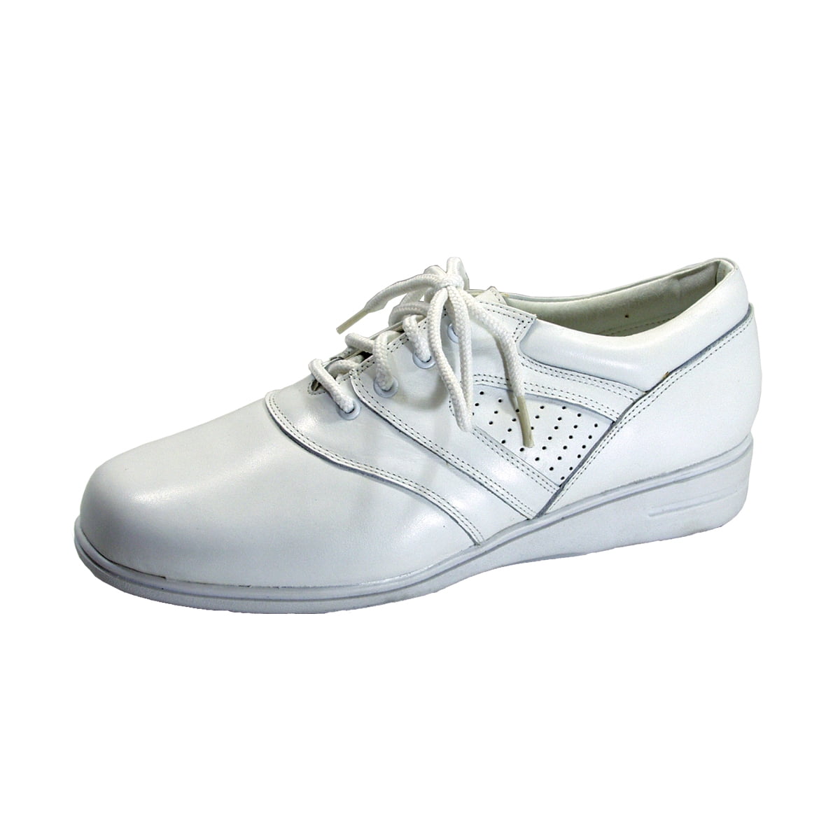 24 HOUR COMFORT Kat Wide Width Lace Up Comfort Leather Shoes WHITE 5.5