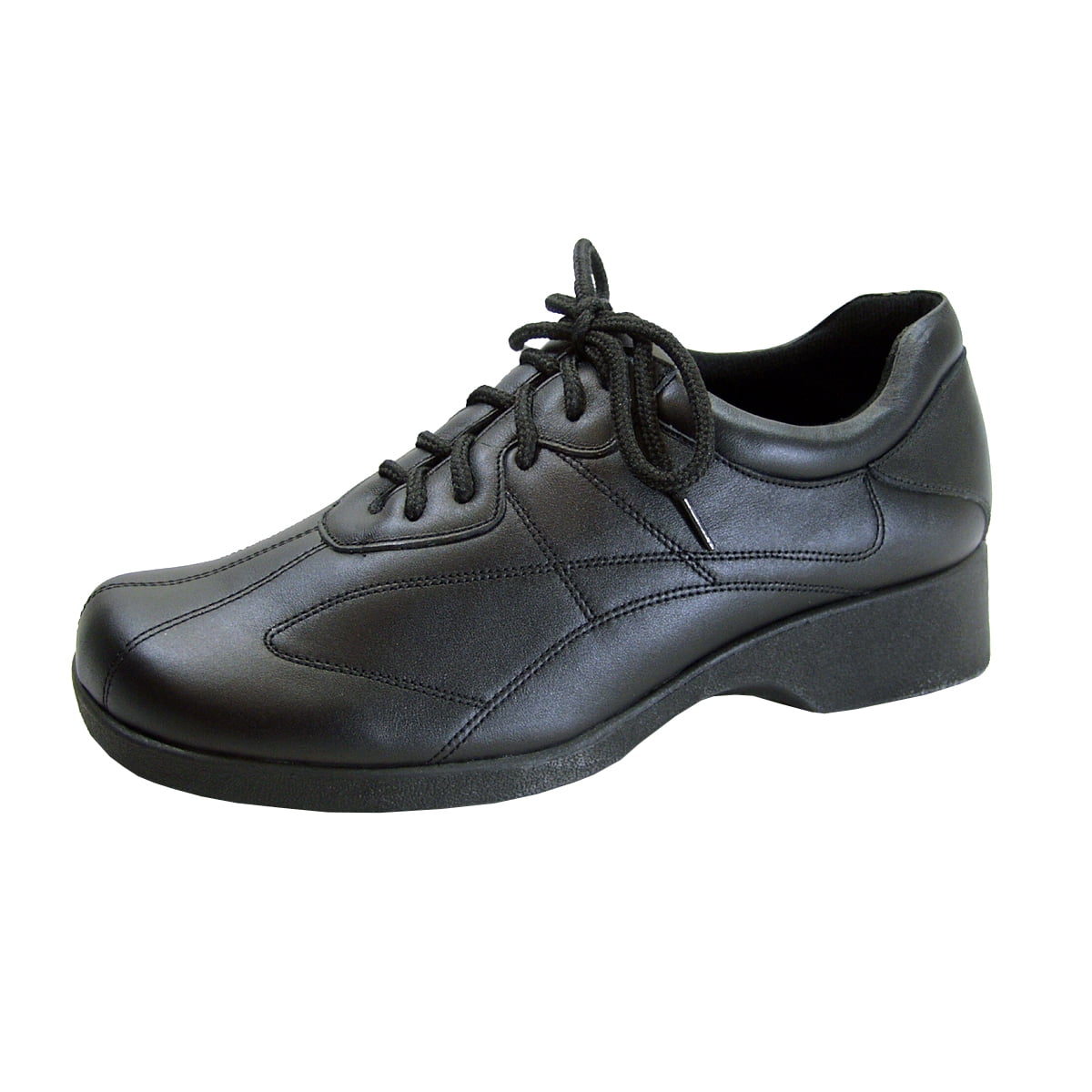 24 HOUR COMFORT Lisa Wide Width Leather Lace-Up Shoes BLACK 9