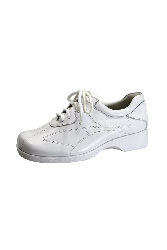 Lisa Wide Width Leather Lace-Up Shoes WHITE 5.5