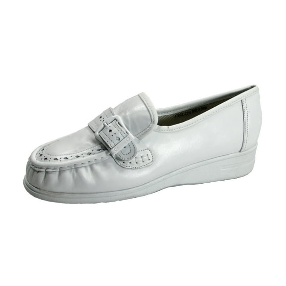24 HOUR COMFORT Livia Women's Wide Width Leather Shoes WHITE 6.5