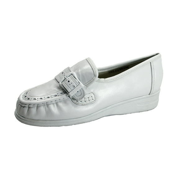 24 HOUR COMFORT Livia Women's Wide Width Leather Shoes WHITE 6