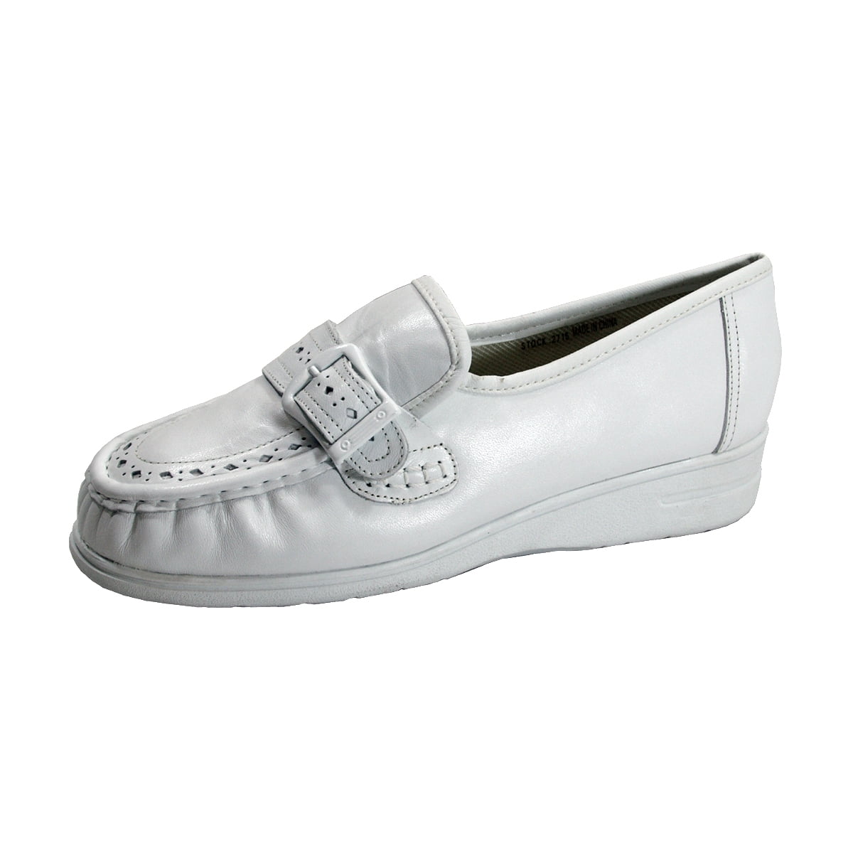 24 HOUR COMFORT Livia Women's Wide Width Leather Shoes WHITE 7.5
