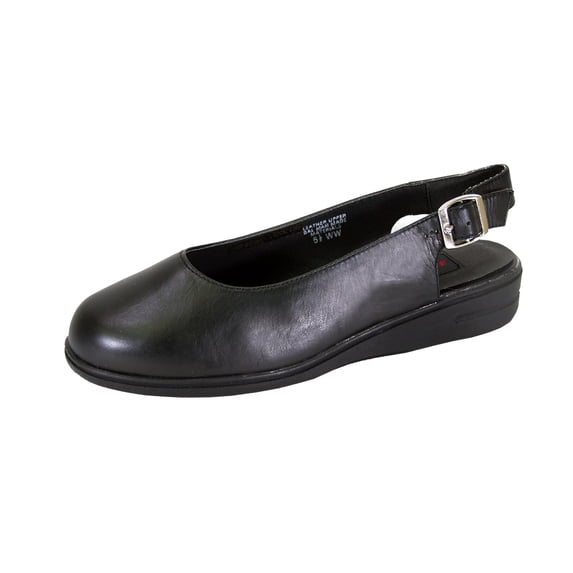 24 HOUR COMFORT Lucille Wide Width Closed Toe Leather Slingback BLACK 5.5